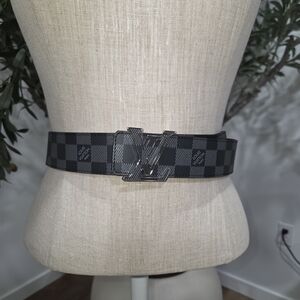 Louis Vuitton Black and Gray Checkered Belt